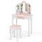 Pretend Play Princess Makeup Table and Stool with Adjustable Tri-Folding Mirror
